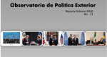 Observatorio de Política Exterior No. 13. Reporte Febrero 2016